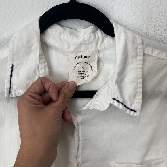 Anthropologie Allihop White Cotton Don’t Follow Me Top Sz S Boho Travel Resort - Picture 3 of 9